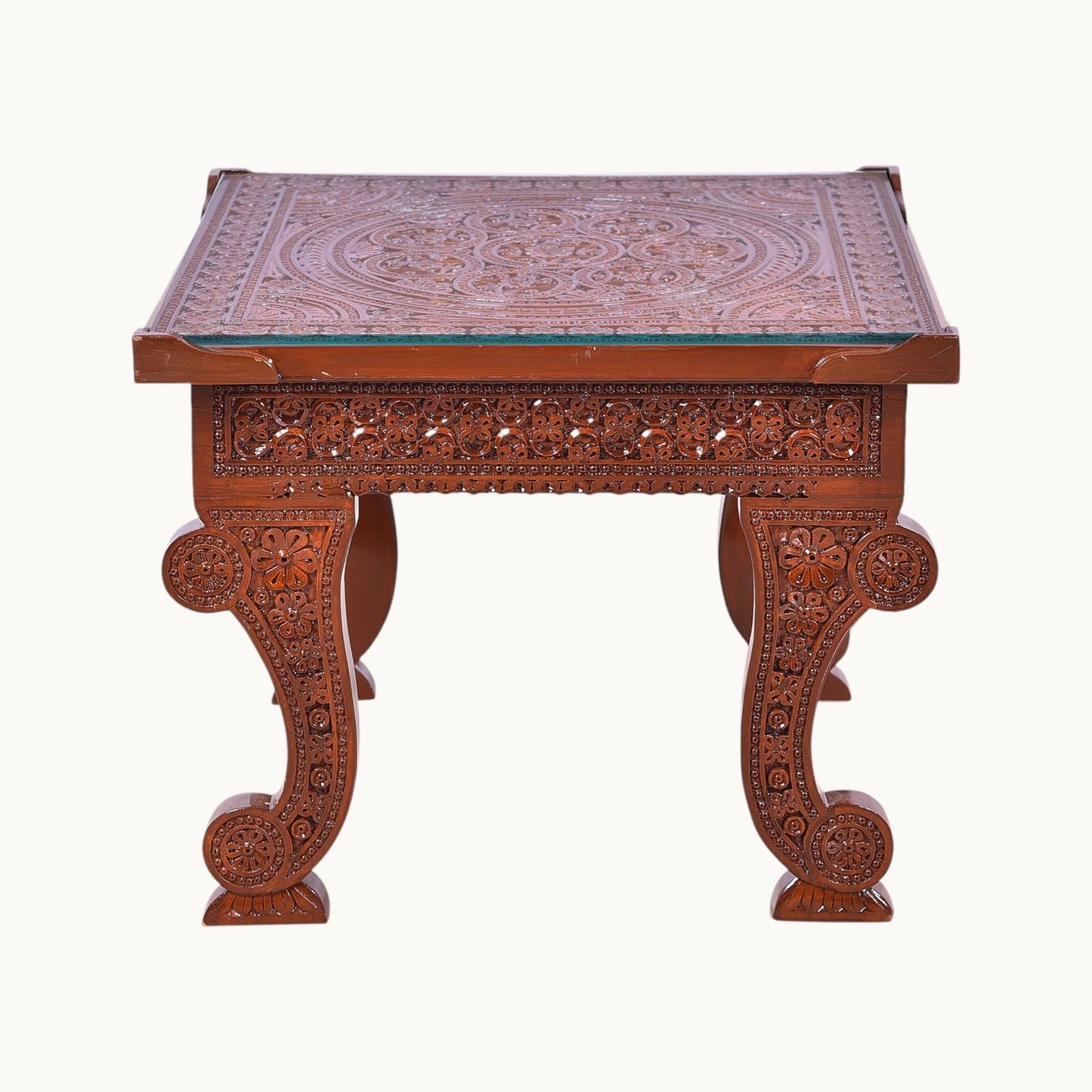 Thar Arts And Furniture - Teak Wood Hand Carved Center Table