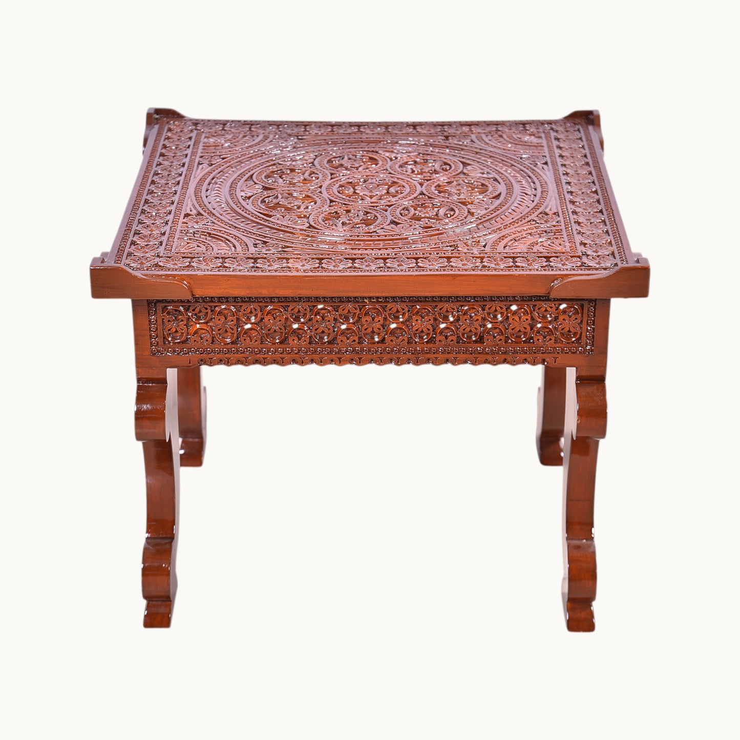 Thar Arts And Furniture - Teak Wood Hand Carved Center Table