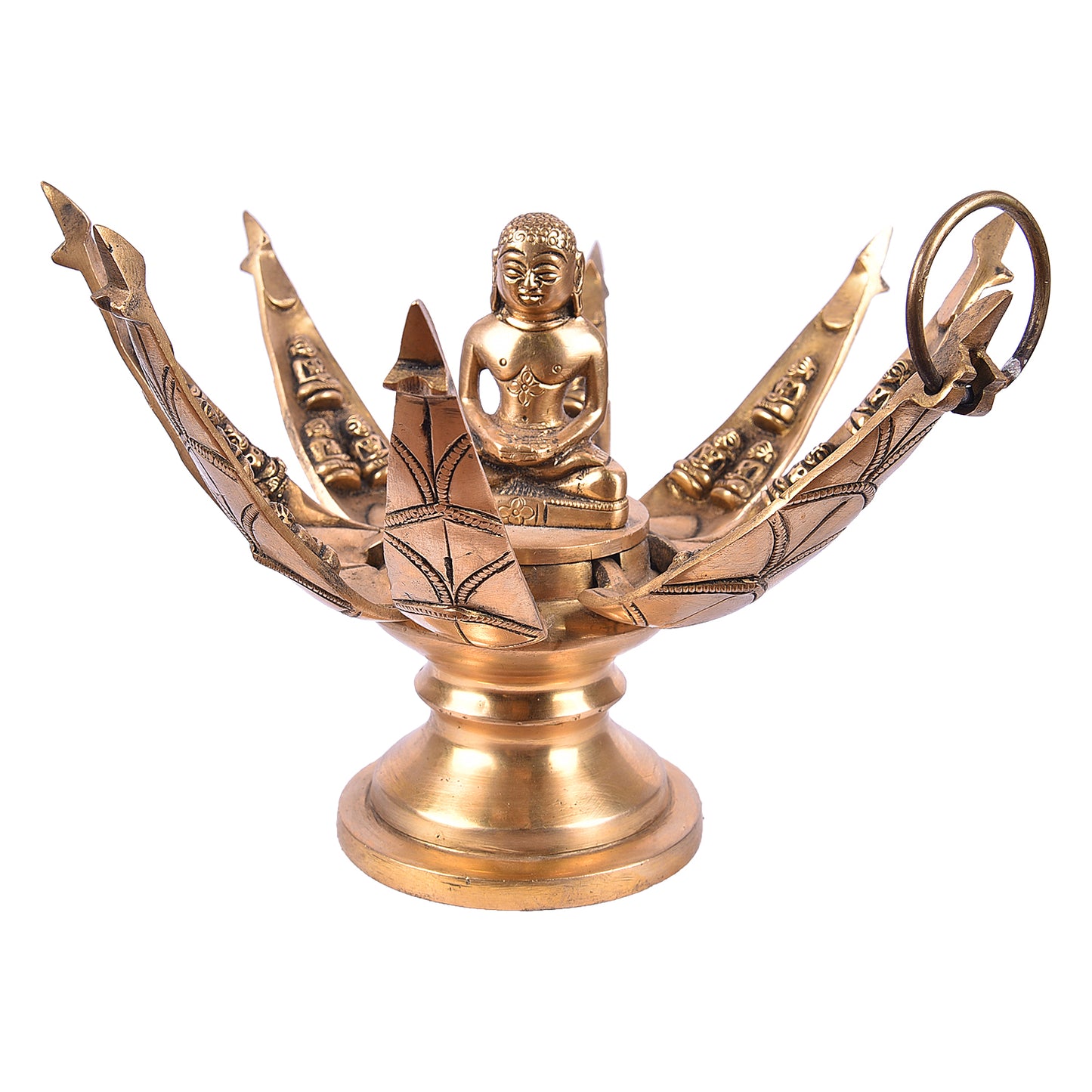 Thar Arts And Furniture - Lord Mahavira Lotus Temple|Lord Mahavira Lotus Temple In Brass |Mahavir Sitting In A Lotus Sculpture|Brass Jain Lotus Temple