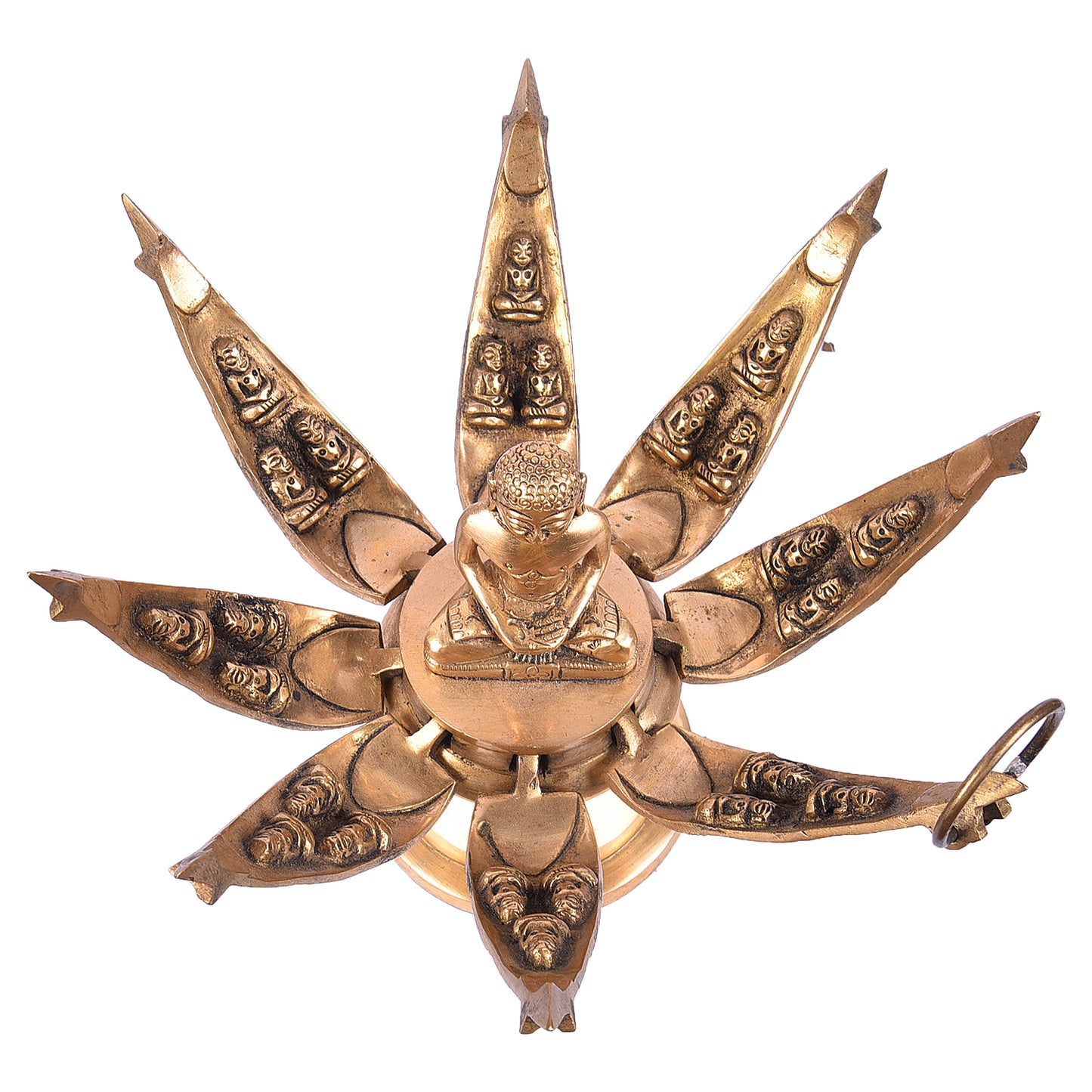 Thar Arts And Furniture - Lord Mahavira Lotus Temple|Lord Mahavira Lotus Temple In Brass |Mahavir Sitting In A Lotus Sculpture|Brass Jain Lotus Temple
