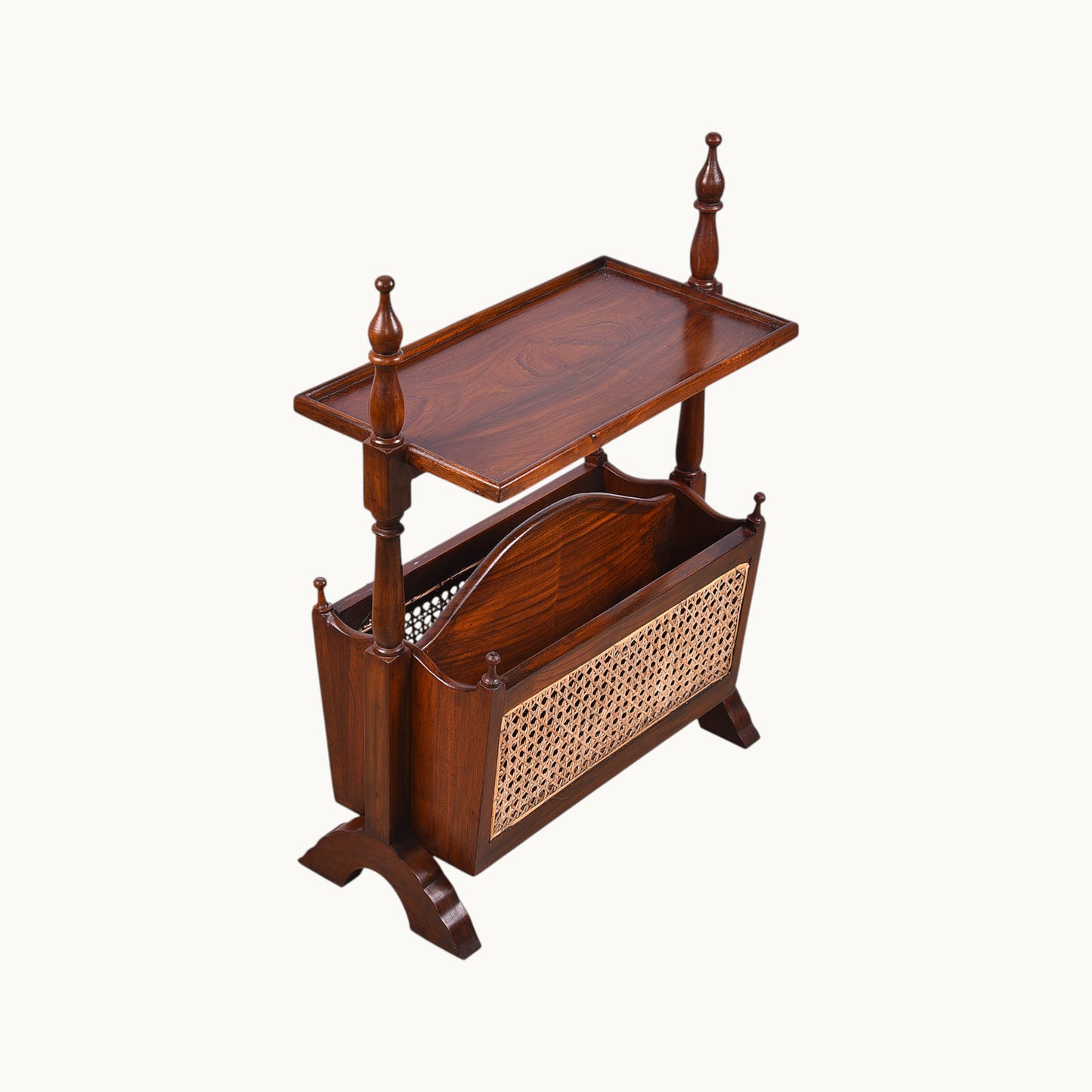 Thar Arts And Furniture - Teakwood Antique Style and Finish Magazine rack with Cane Work ( Rattan )