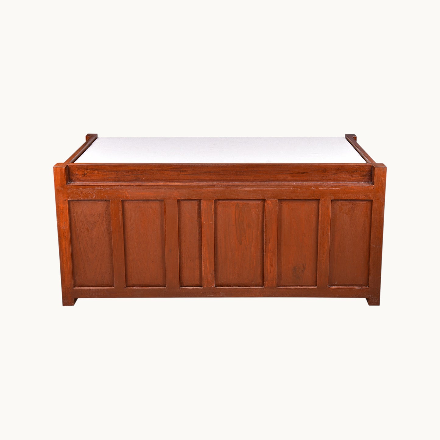 Thar Arts And Furniture - Teakwood Shoe Rack/ Bench with Cushion, 2 Door Storage Shelf and Cane Finish ( Rattan )
