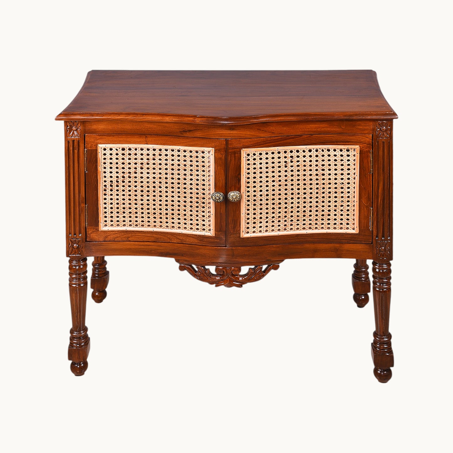 Thar Arts And Furniture - Teak Wood Console table / Cabinet with cane finish ( Rattan )