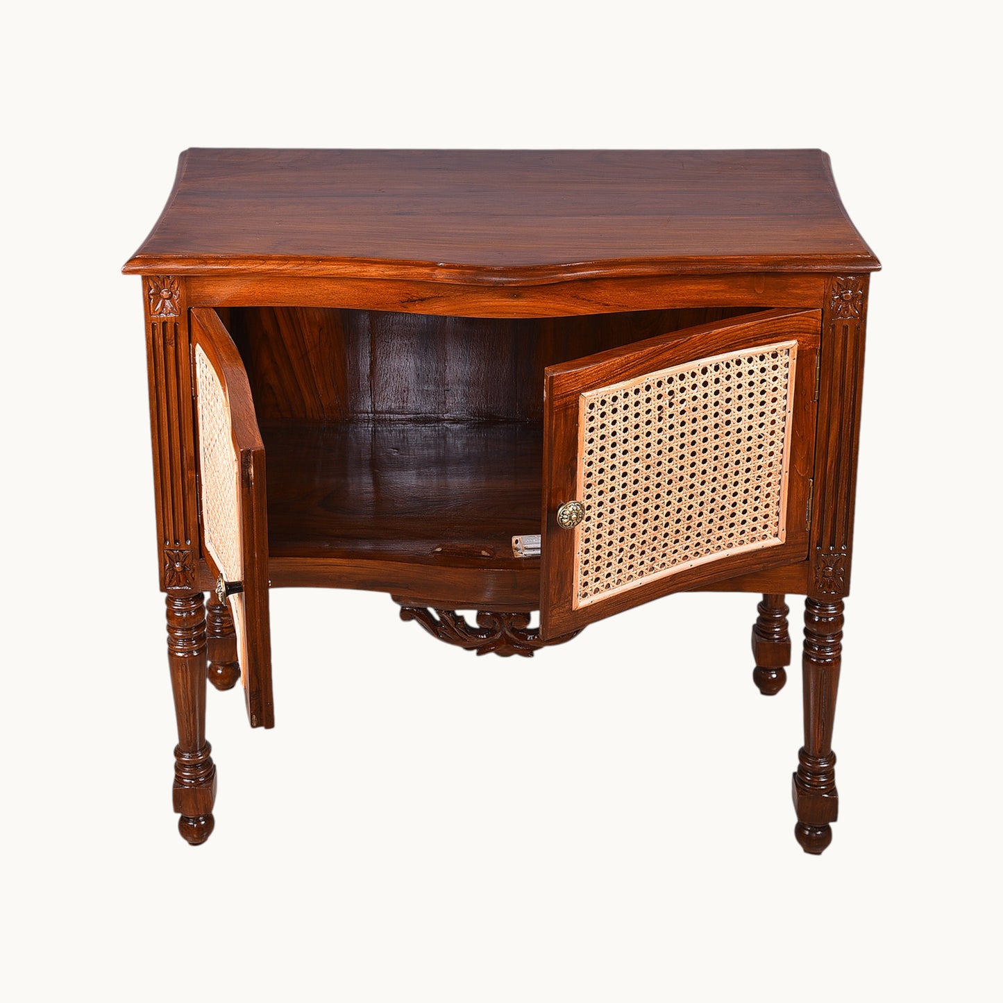 Thar Arts And Furniture - Teak Wood Console table / Cabinet with cane finish ( Rattan )