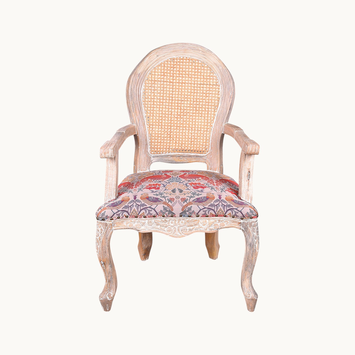 Thar Arts And Furniture - Natural Bamboo Cane Mudda Chair with armrest