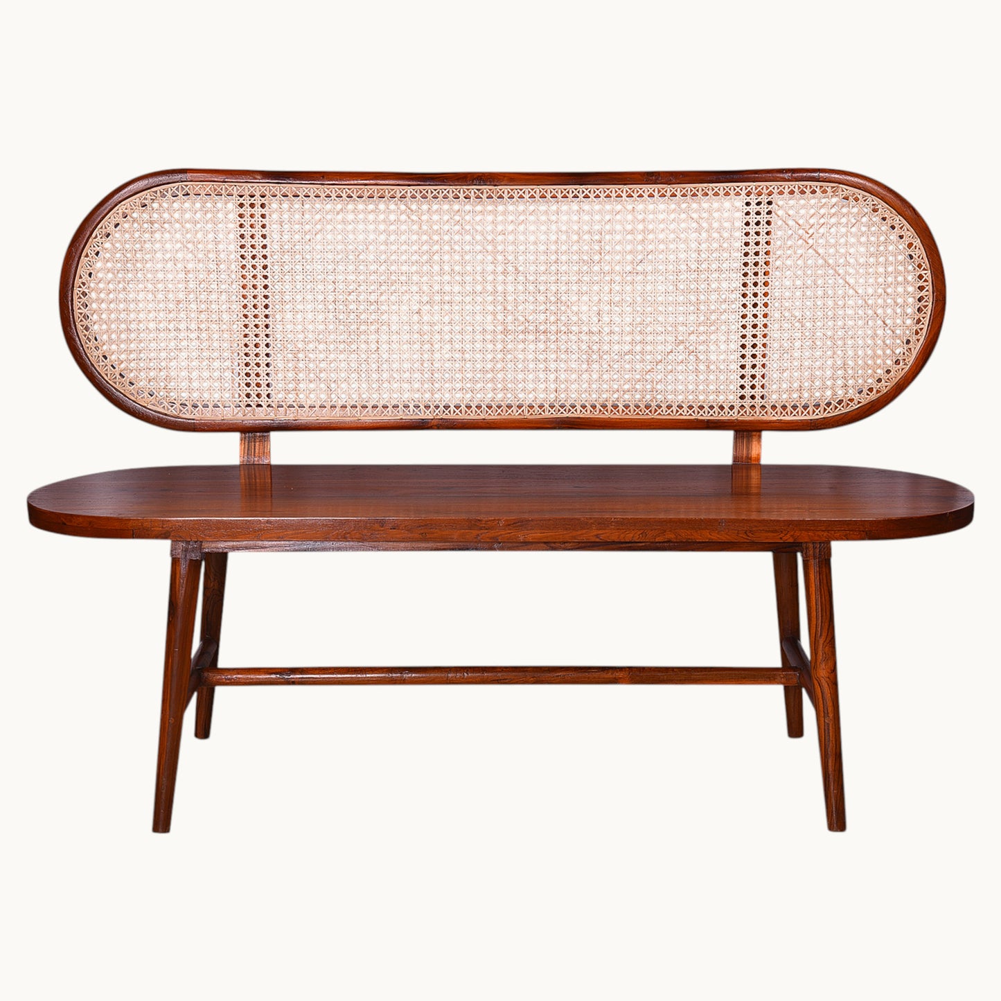 Thar Arts and Furniture - Wooden ( Teak ) Bench With Rattan Hand Work