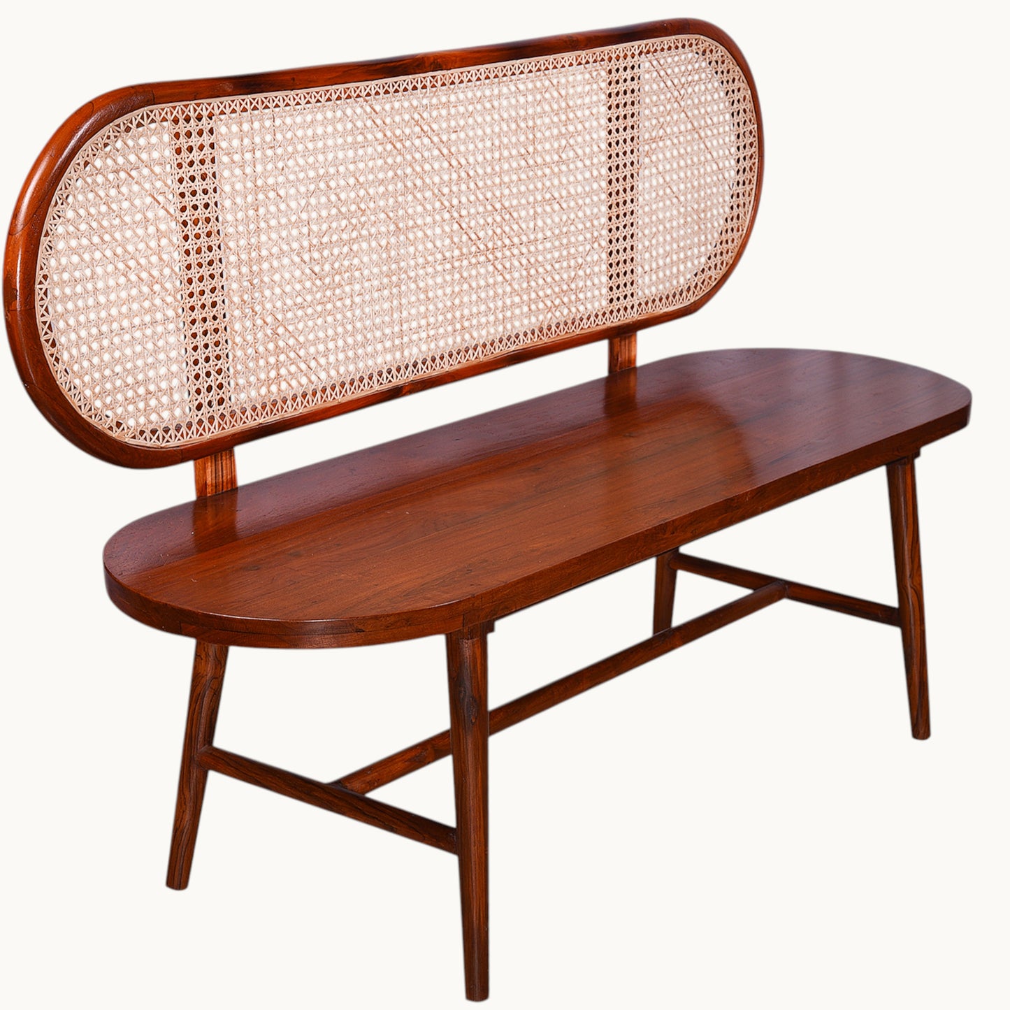 Thar Arts and Furniture - Wooden ( Teak ) Bench With Rattan Hand Work