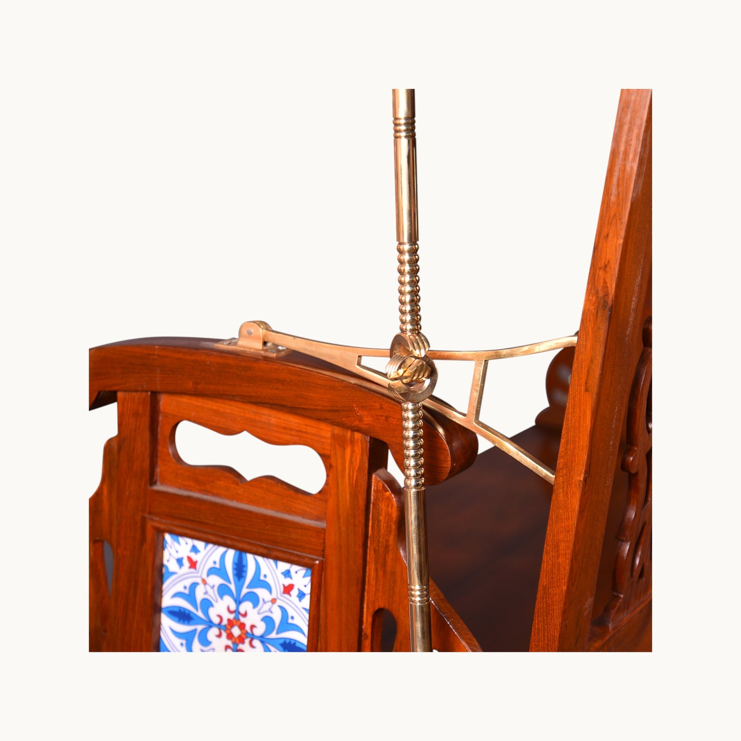 Thar Arts & Furniture - Meera Reversible Teak Wood Swing with Handcrafted Tiles