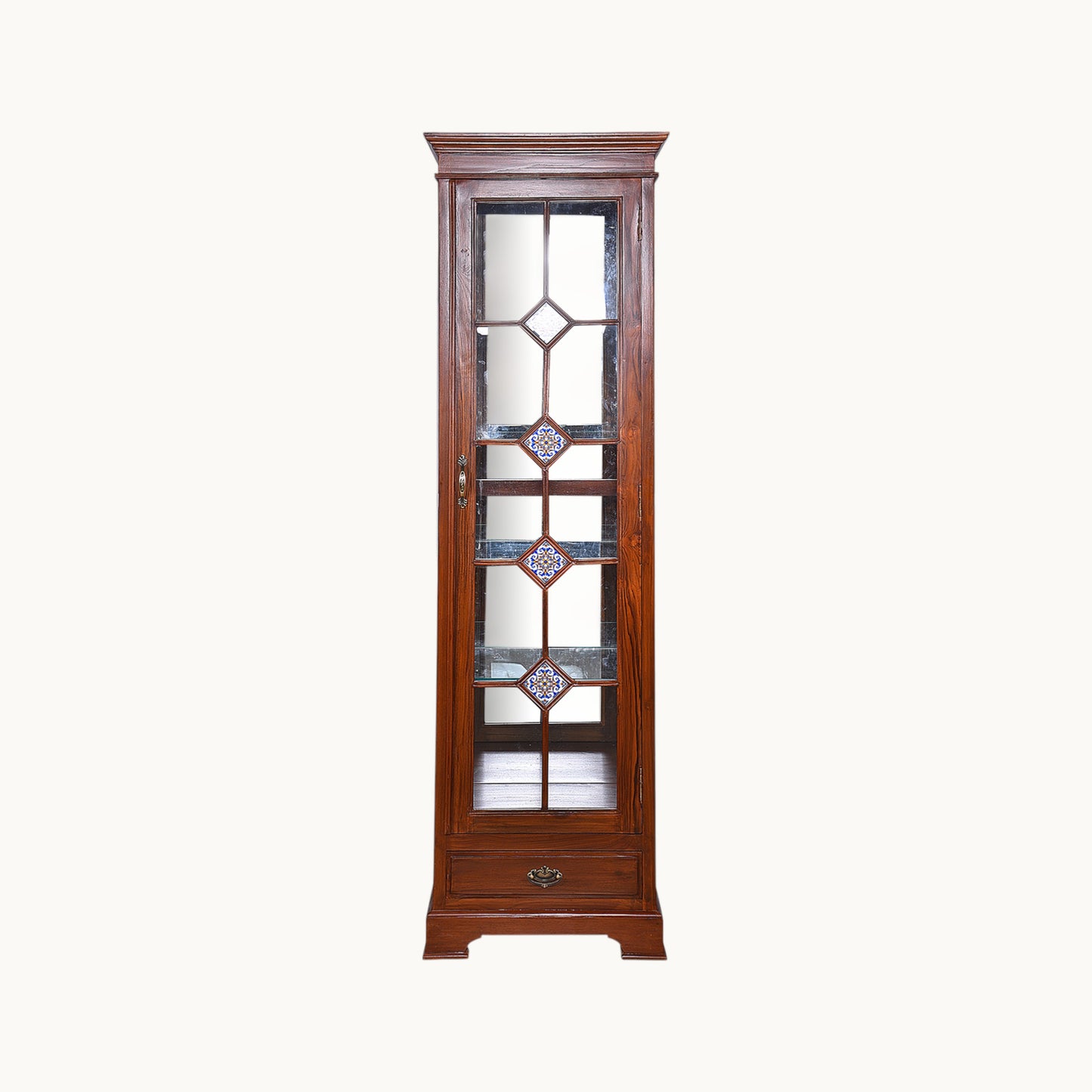 Thar Arts And Furniture - Teak wood Showcase Cabinet with Glass and Antique Finish