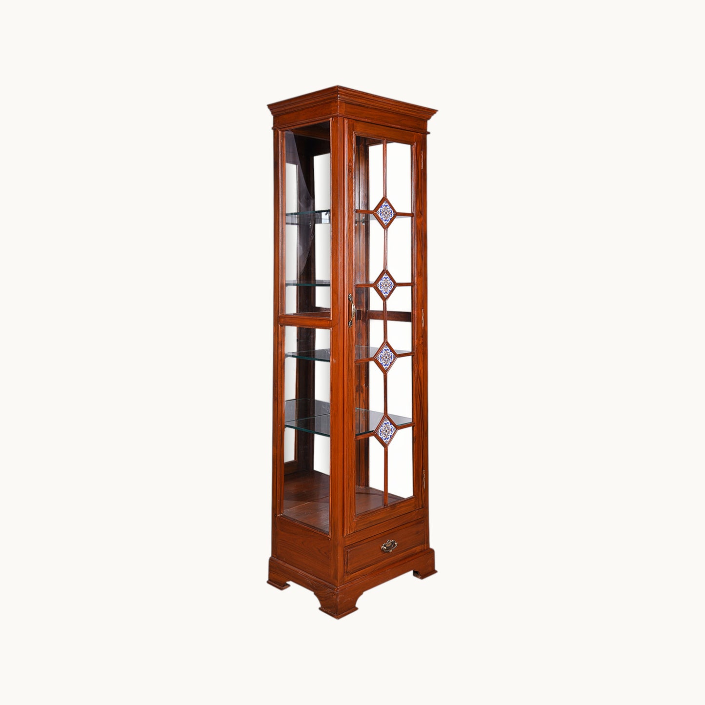 Thar Arts And Furniture - Teak wood Showcase Cabinet with Glass and Antique Finish
