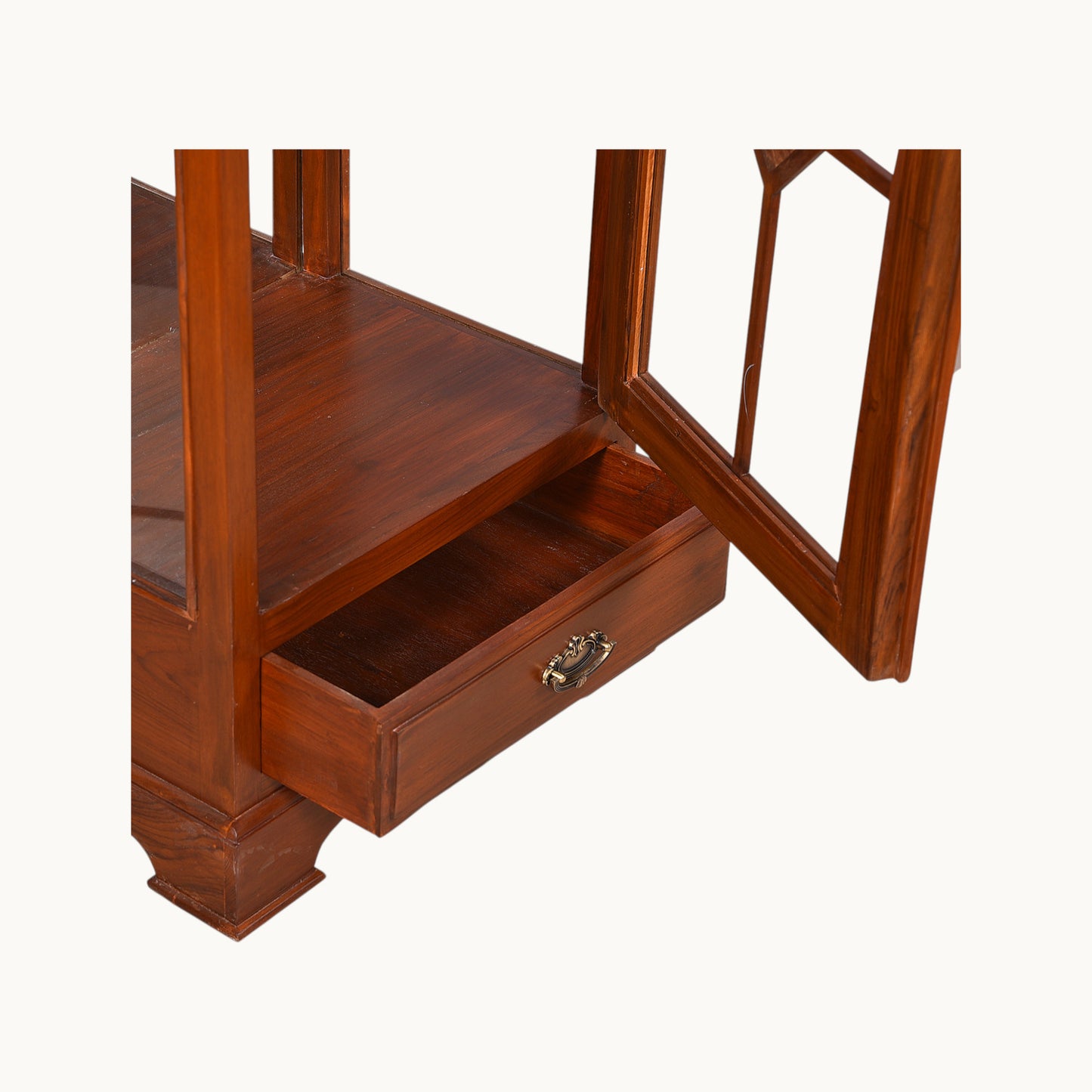 Thar Arts And Furniture - Teak wood Showcase Cabinet with Glass and Antique Finish