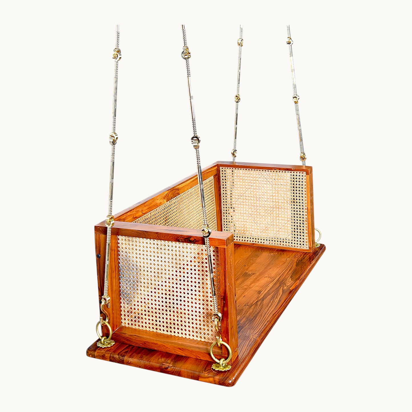 Thar Arts & Furniture - Teak Wood & Cane Weave Swing