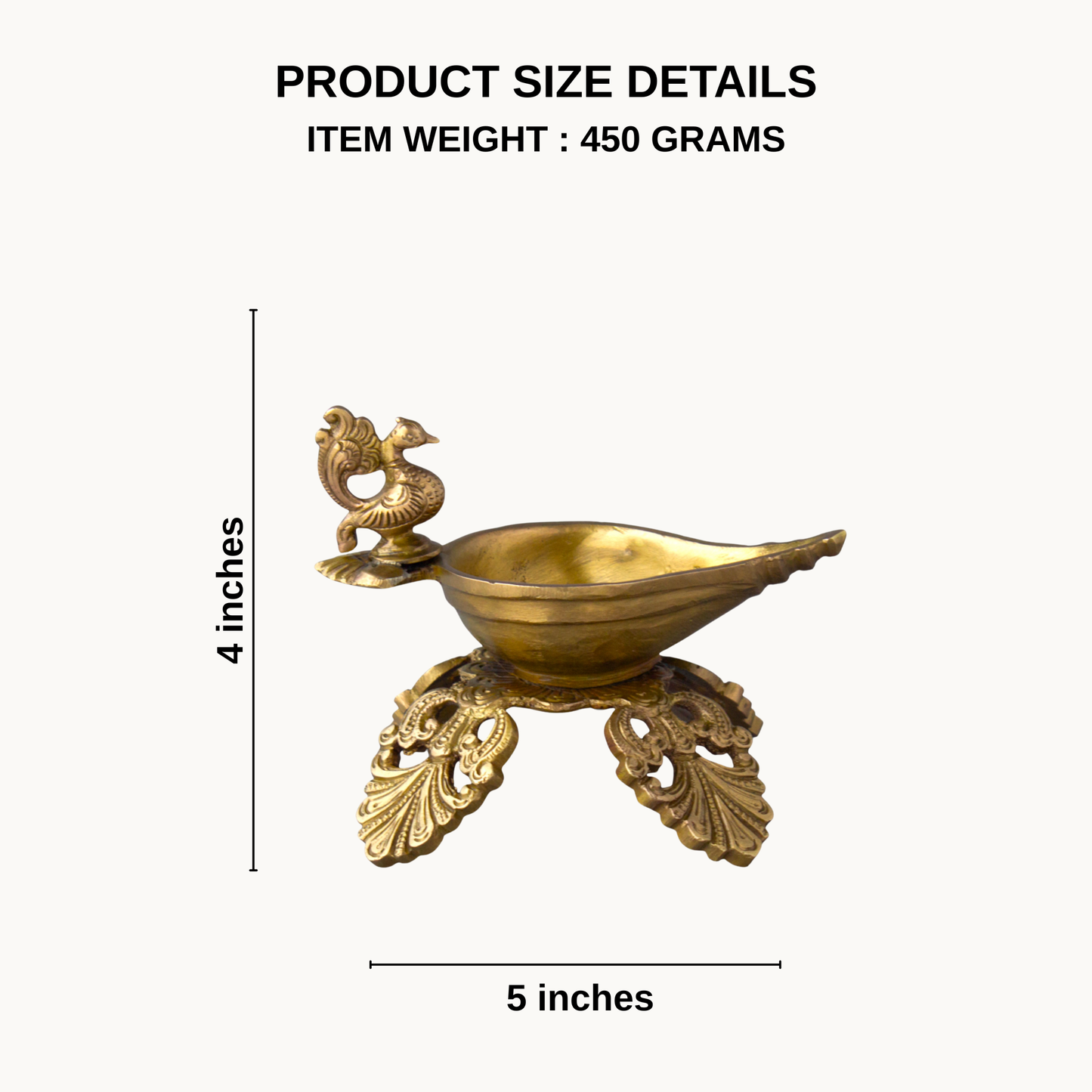 Brass Peacock Deepam on Leaf Base – Traditional Brass Diya for Pooja