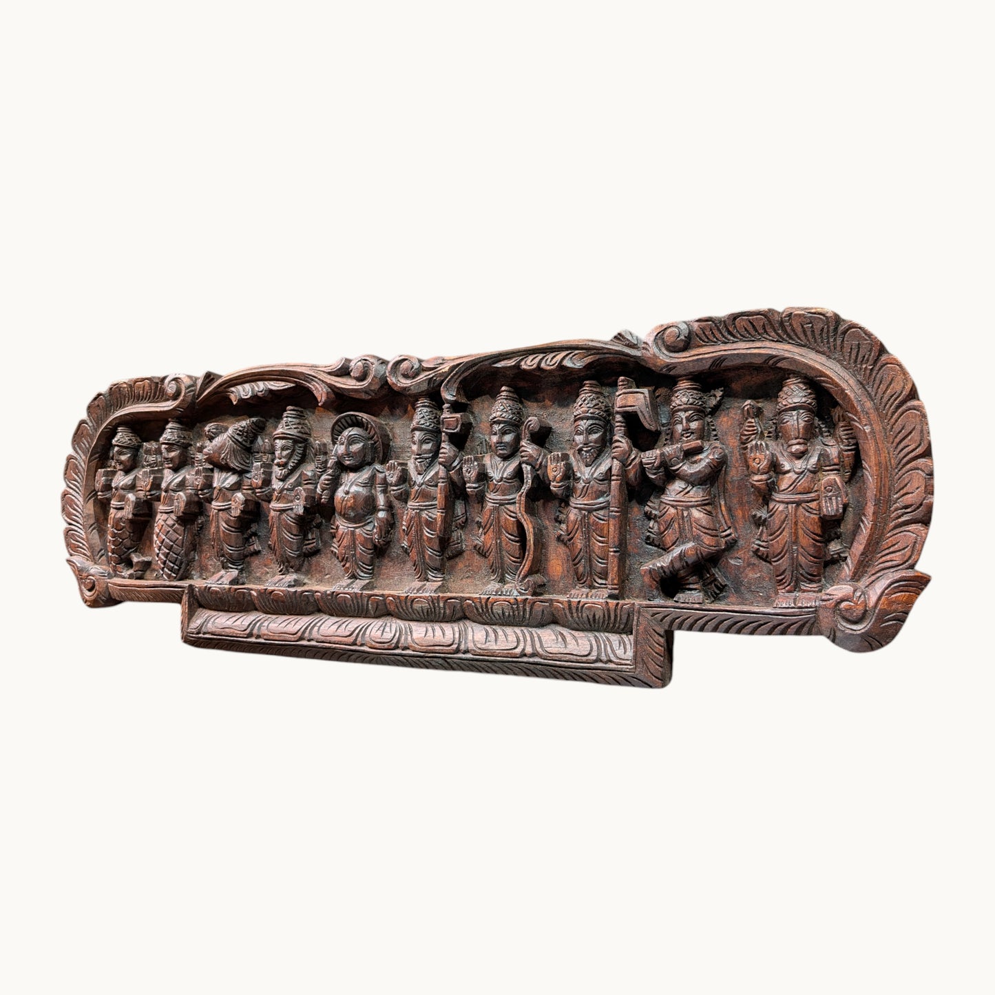 Dasavatharam Wooden Wall Hanging Panel – Vagai Wood Carving
