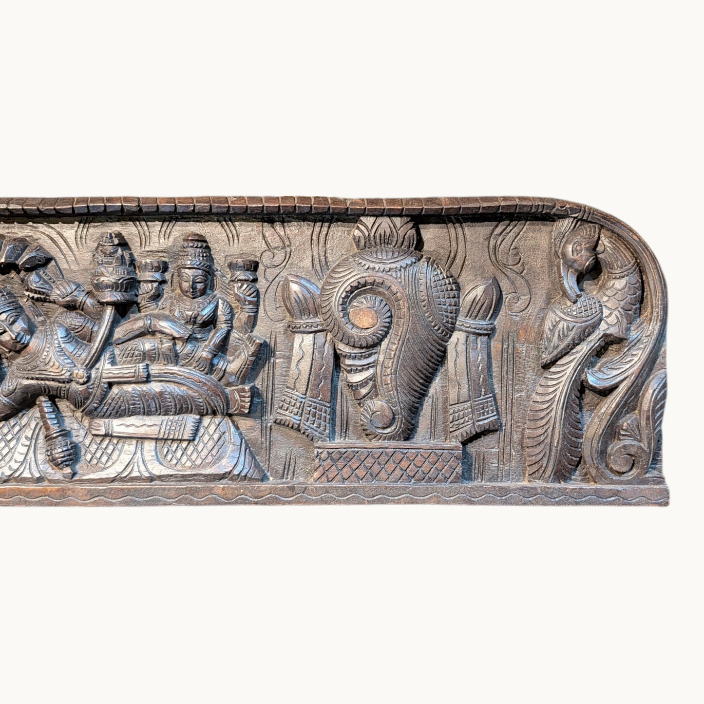 Thar Arts And Furniture - Vishnu Wooden Panel with Shank & Chakra