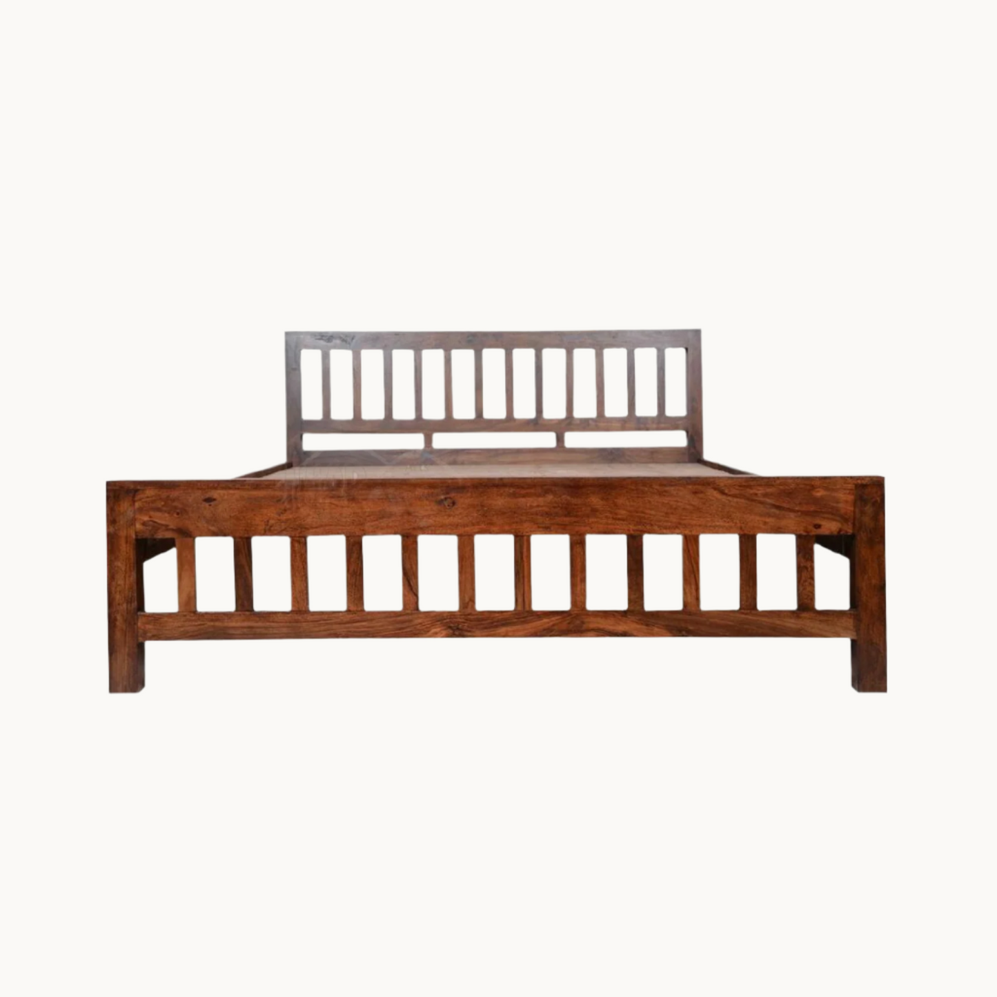 Solid Sheesham Wood King Size Bed - Classic Slatted Design | Thar Arts & Furniture