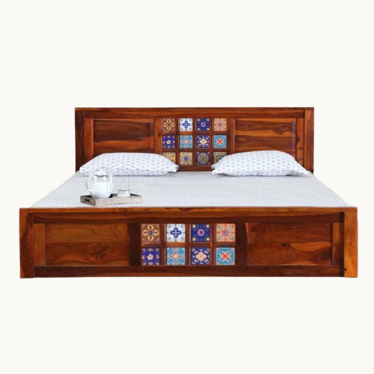 Thar Arts And Furniture - Solid Sheesham Wood Queen Size Bed