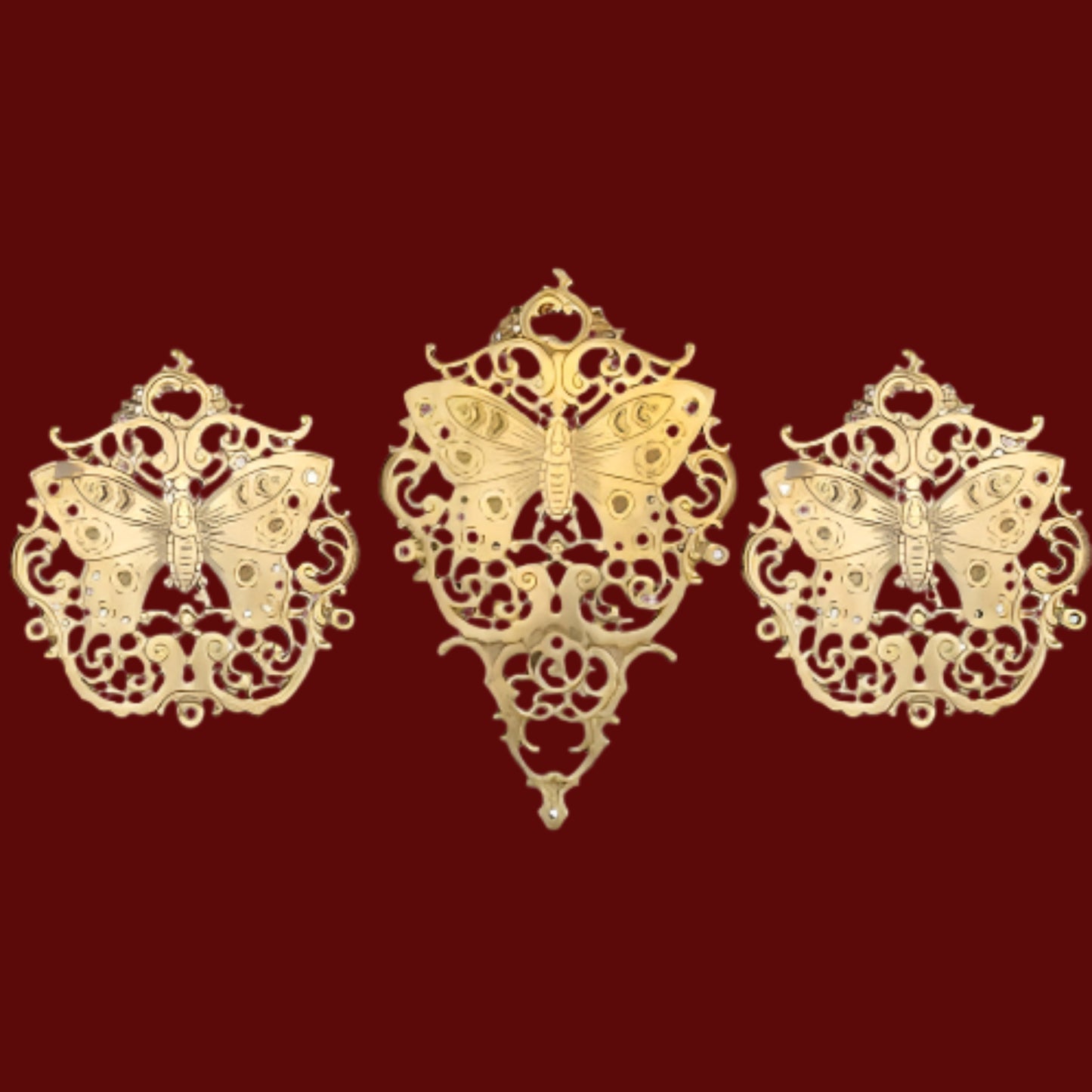 Thar Arts And Furniture - Brass Butterfly Wall Panel Set of Three