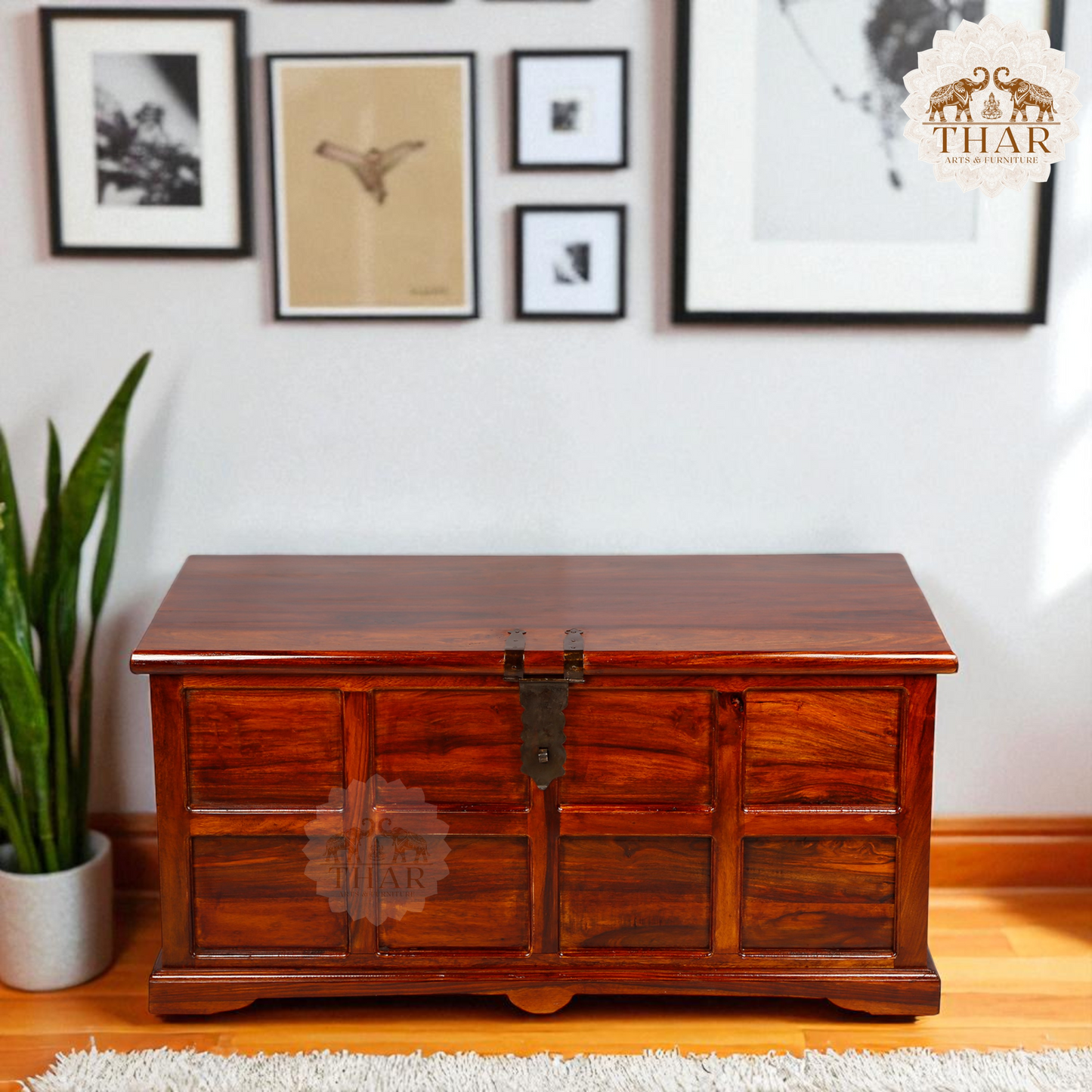 Thar Arts And Furniture - Solid Sheesham Wood Chest/ Trunk for Home Décor & Storage