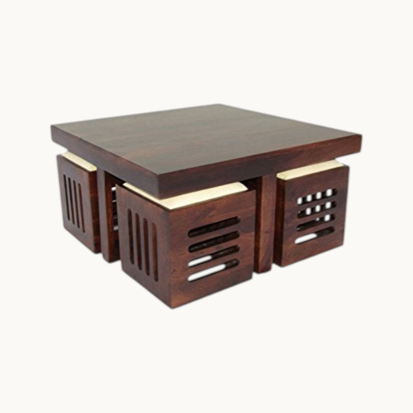 Thar Arts And Furniture - Sheesham Wood 4 Seater Coffee Table with Stool Set