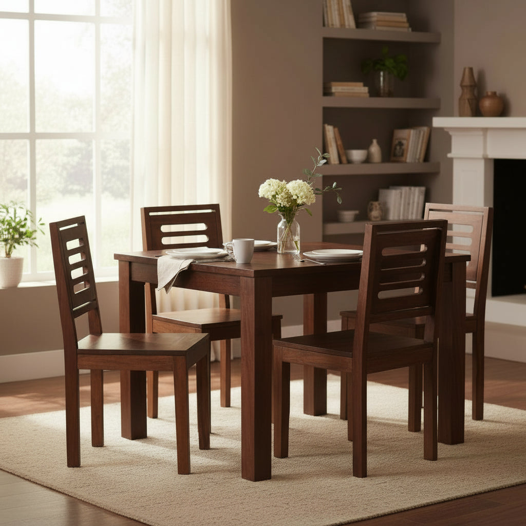 Solid Sheesham Wood Dining Table Set – 4 Seater | Minimalist Modern Design | Thar Arts & Furniture
