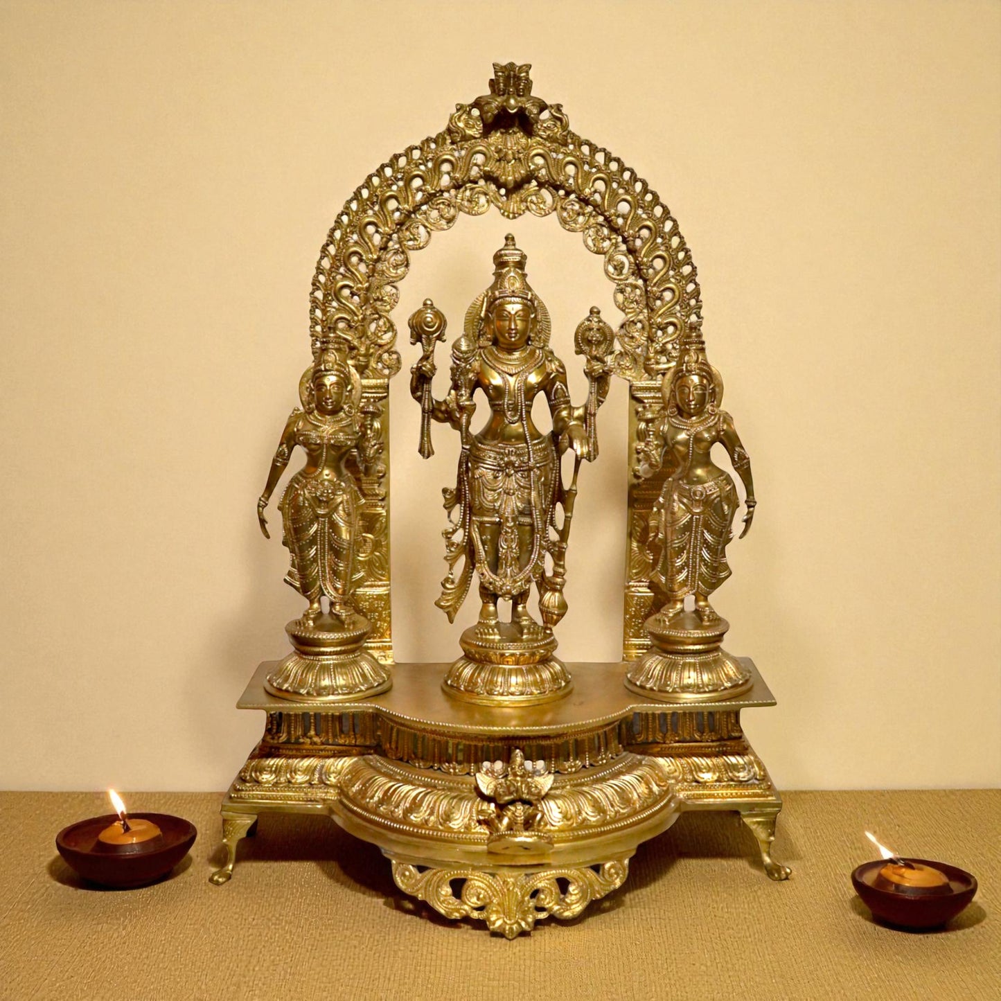 Bronze Vishnu Family Statue – Divine Home Decor | Thar Arts & Furniture