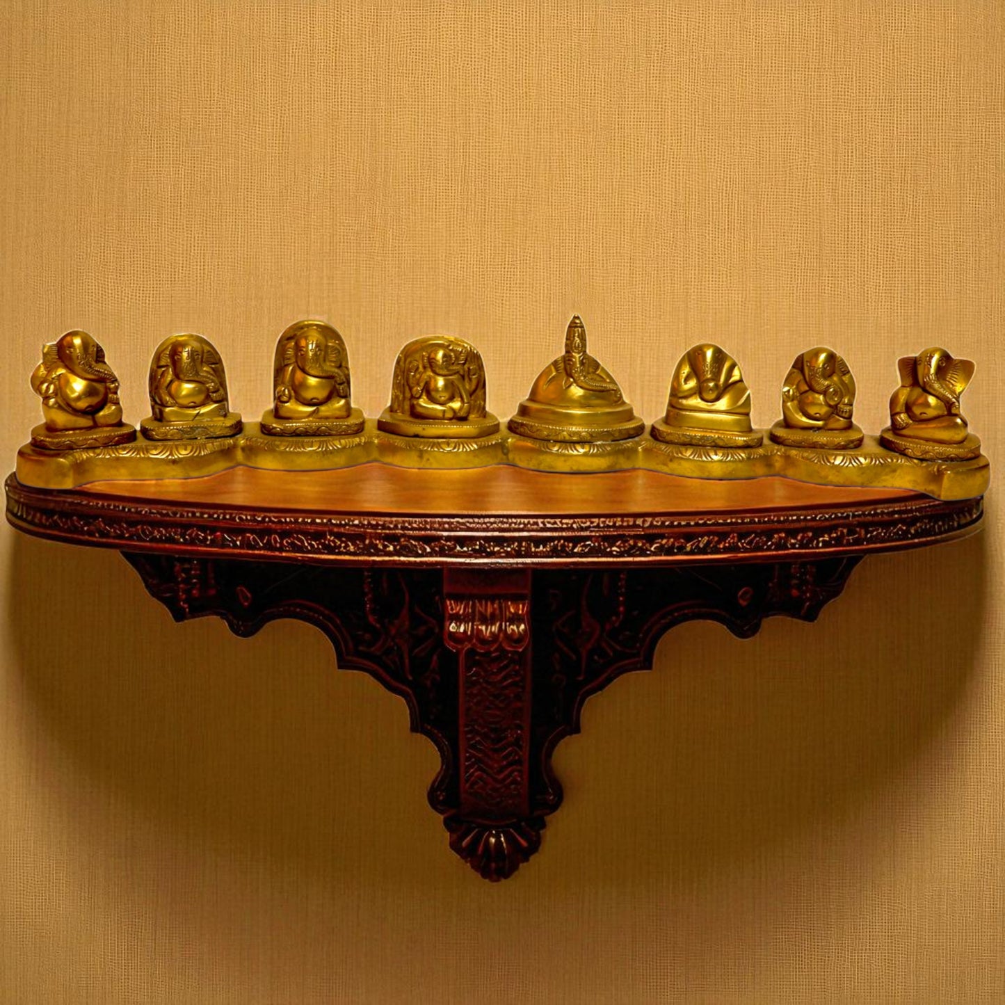 Brass Ashata Ganesha Idol – Handcrafted Spiritual Decor | Thar Arts & Furniture