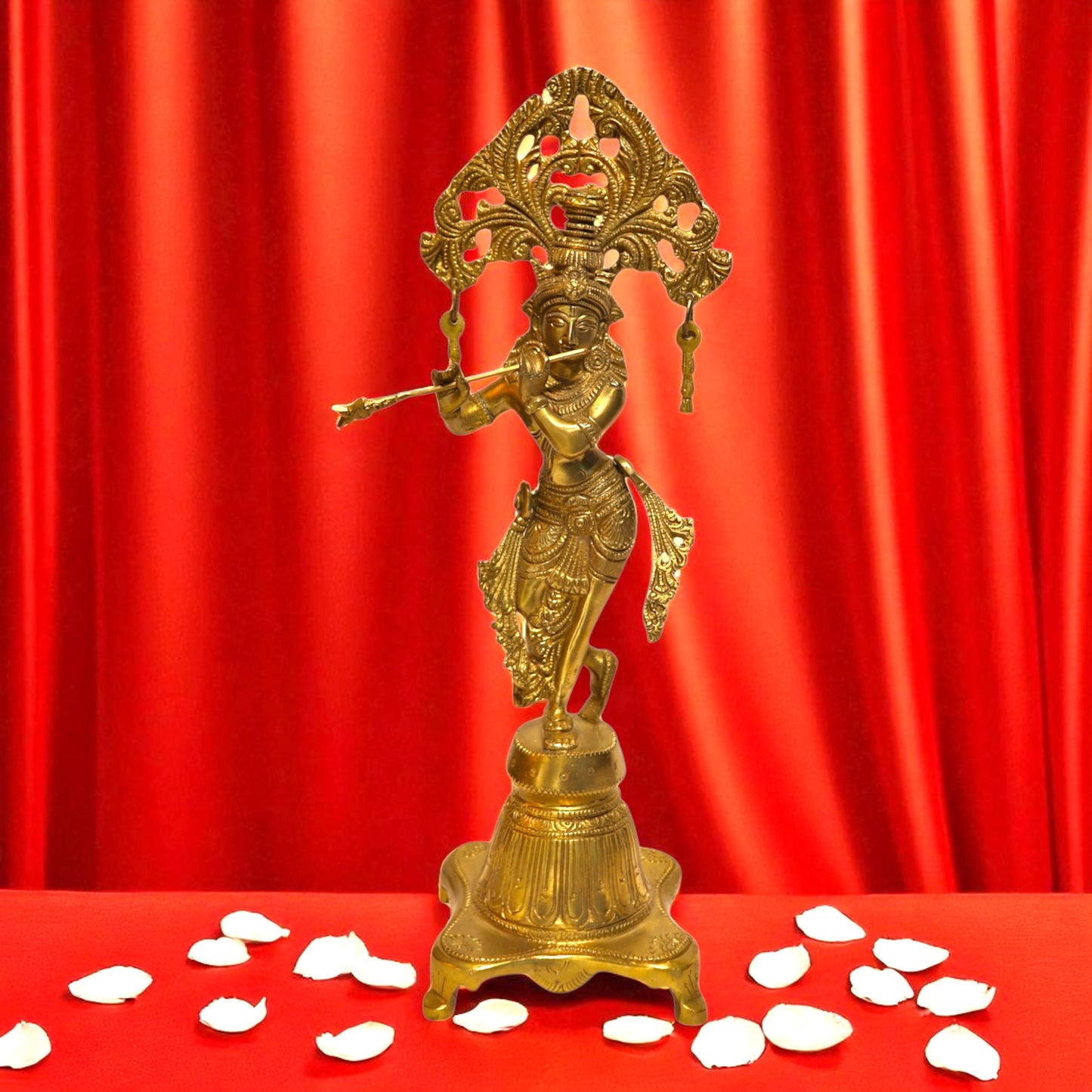 Brass Arch Krishna With Flute Standing Statue – Lord Krishna Idol | Thar Arts & Furniture