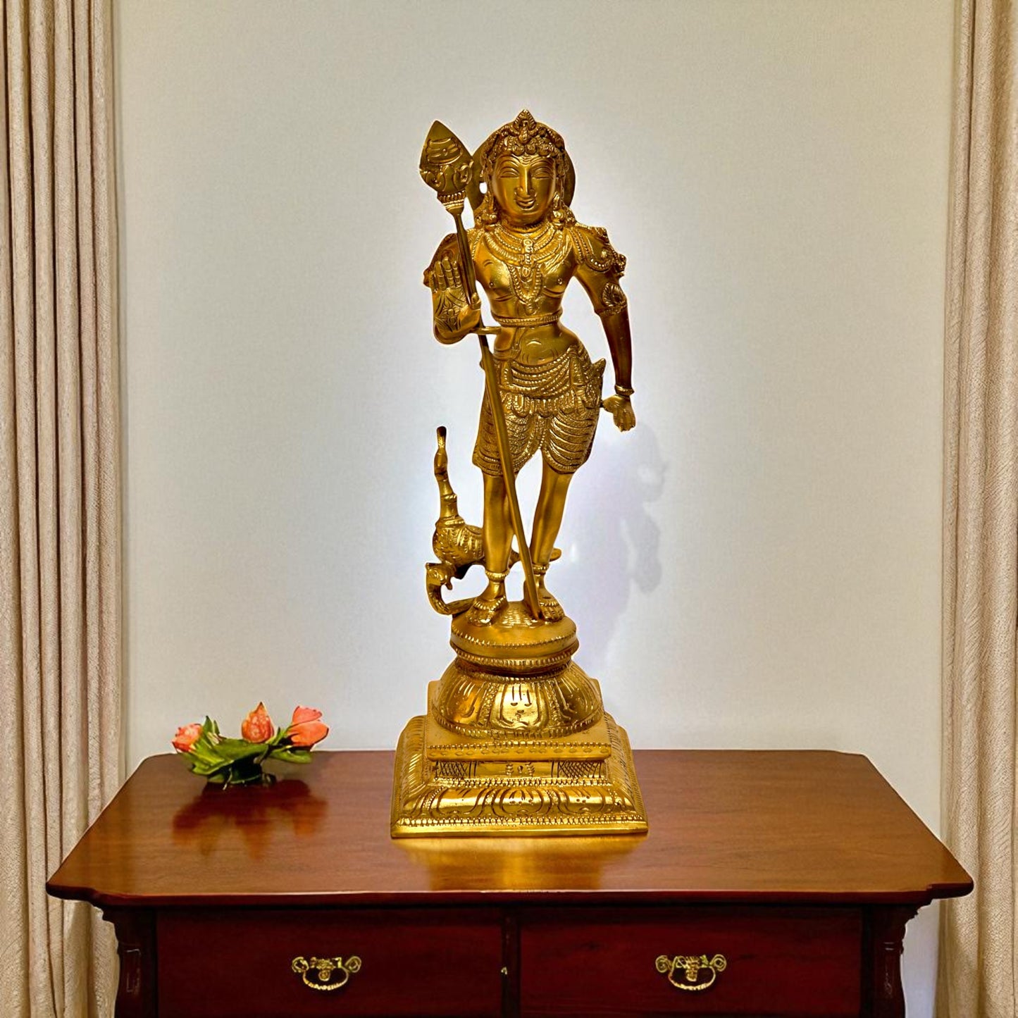 Brass Murugan Kartikey Idol - Lord Murugan Statue | Thar Arts & Furniture