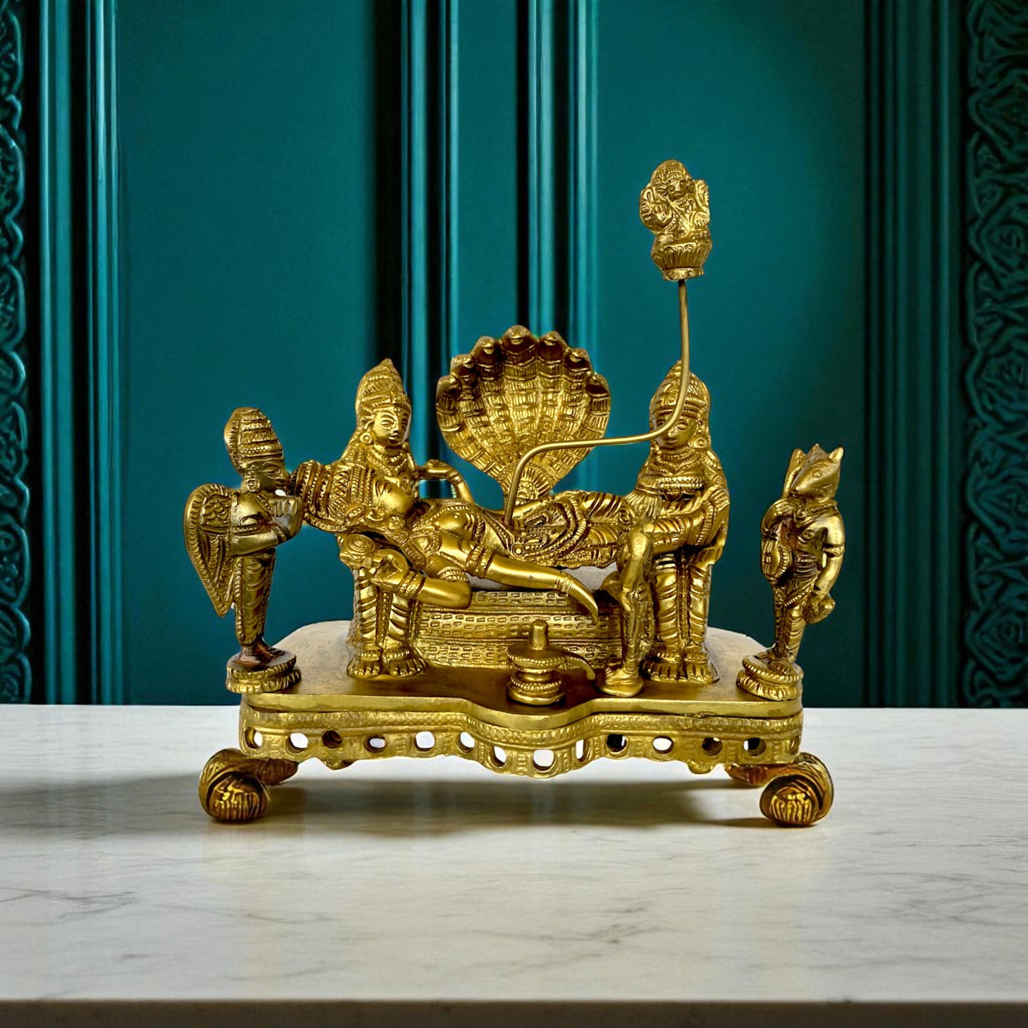 Brass Lord Vishnu Idol – Padmanabhaswamy Resting on Sheshnaag