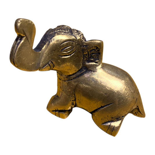 Handcrafted Pure Brass Sitting Elephant Figurine – Traditional Indian Art Decorative Showpiece for Home and Office