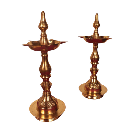 Handcrafted Traditional Kerala Brass Oil Lamp (Nilavilakku) – Timeless Pooja Deepam for Spiritual Rituals and Home Decor