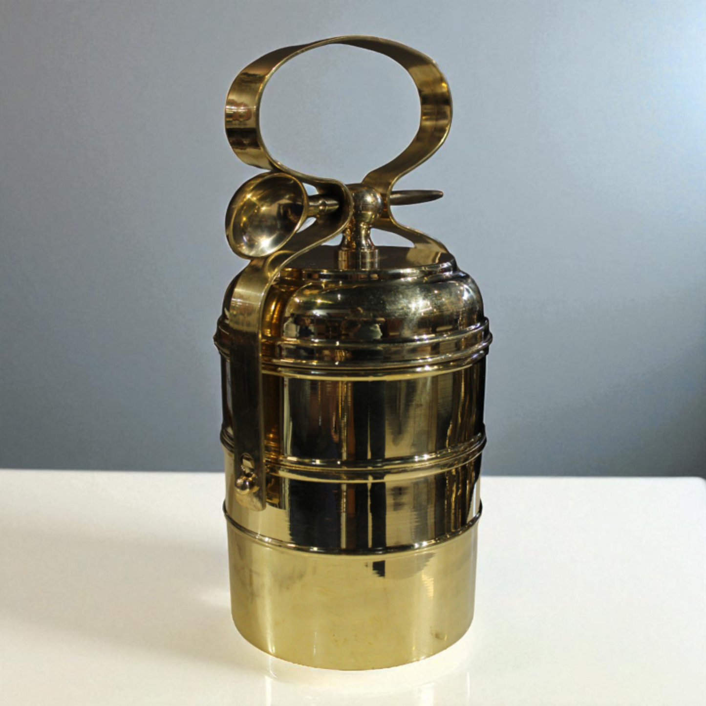 Golden Brass Hammered Lunch Box – 3 Compartment Indian Food Tiffin Carrier