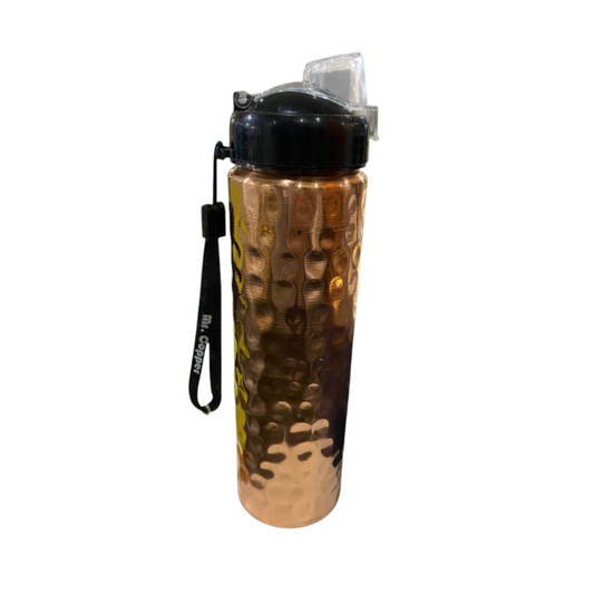 Pure Copper Hammered Sports Water Bottle – 900ml Leak-proof Ayurvedic Flask for Office, Gym, and Travel