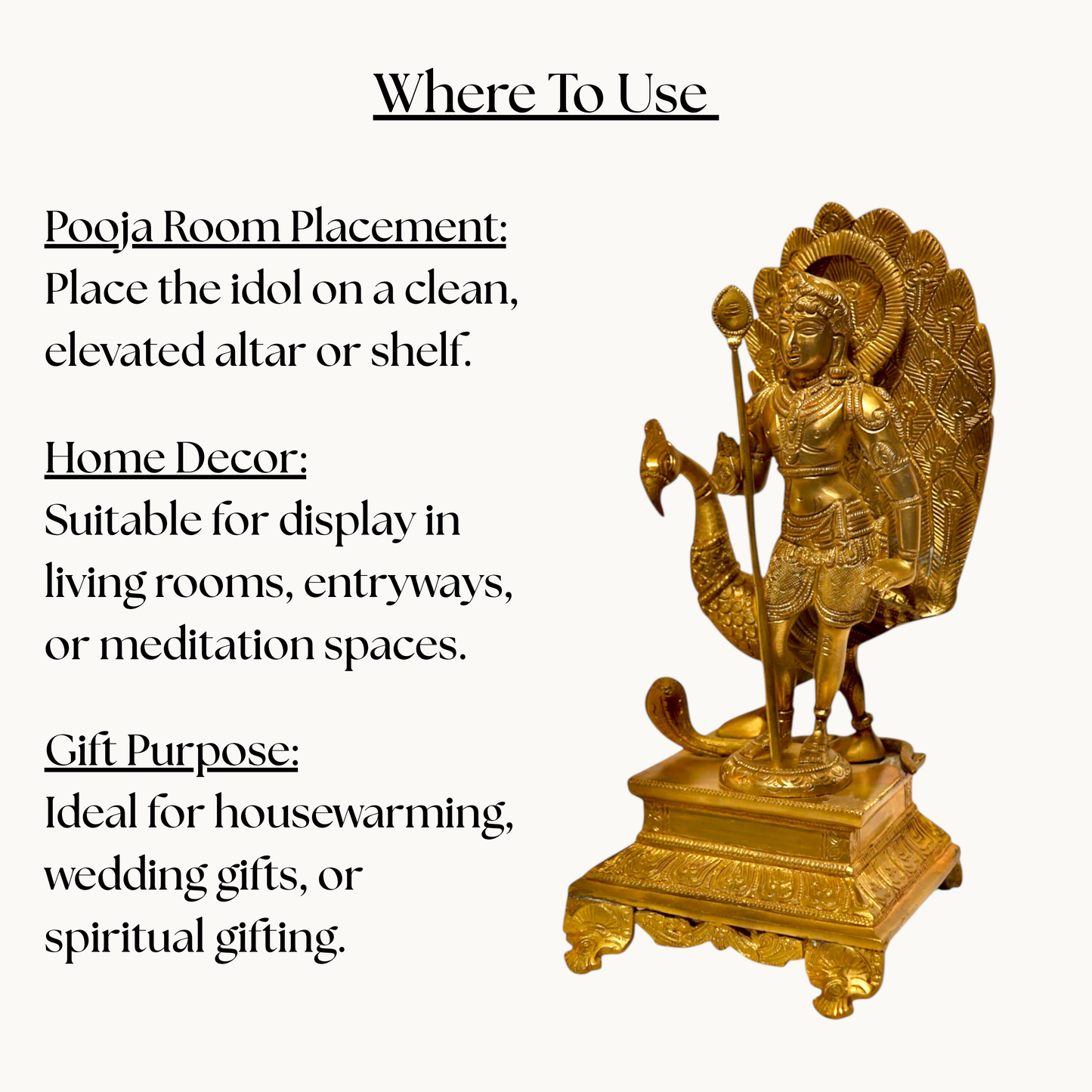 Thar Arts And Furniture - Brass Kartike with Peacock Idol