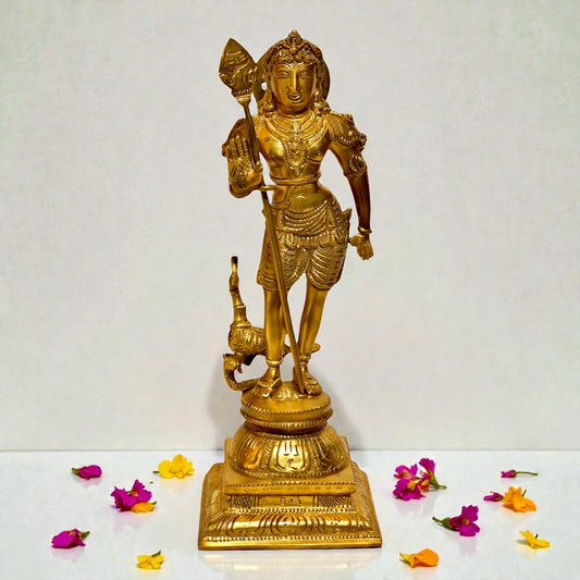 Brass Murugan Kartikey Idol - Lord Murugan Statue | Thar Arts & Furniture