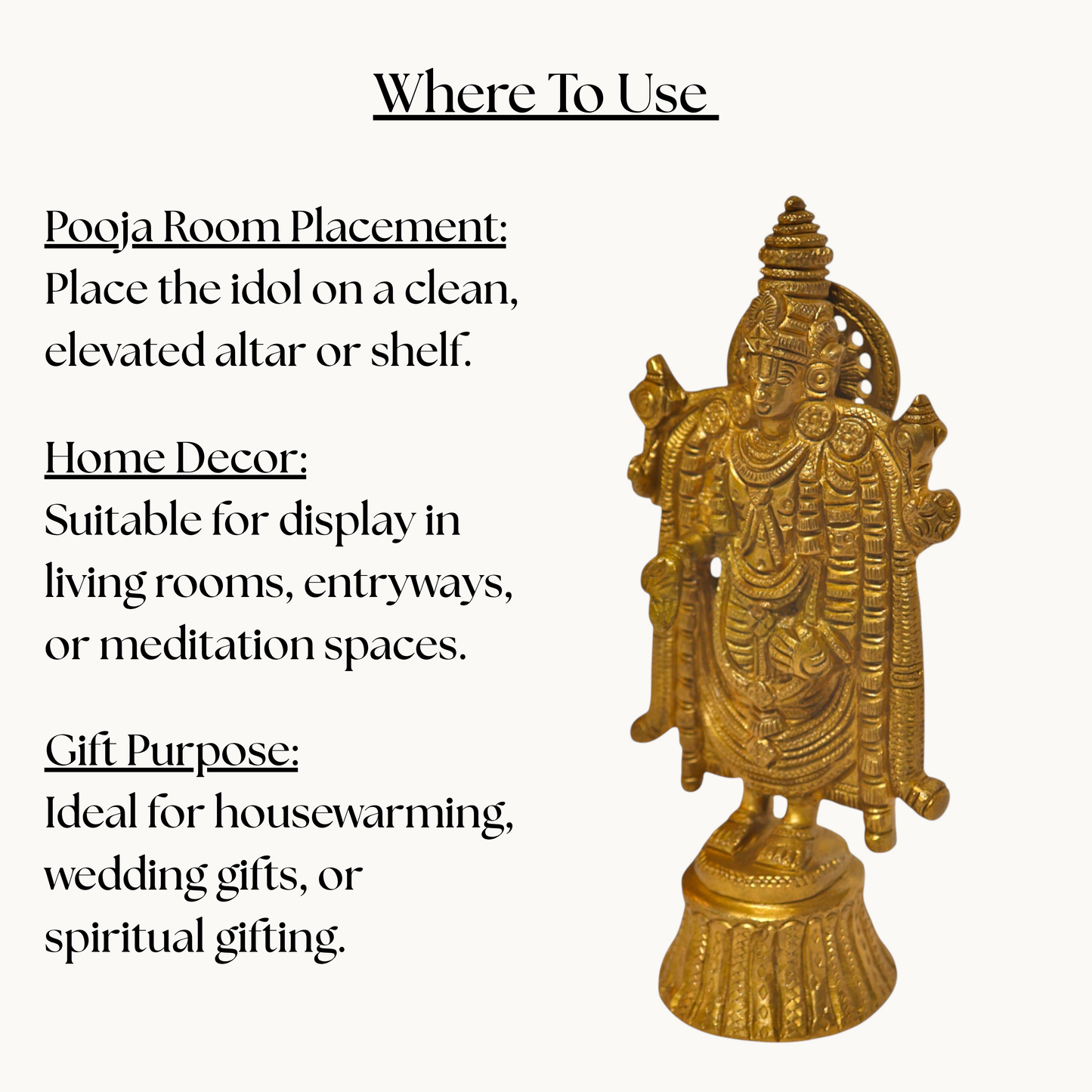 Thar Arts And Furniture - Brass Lord Venkateshwara Statue