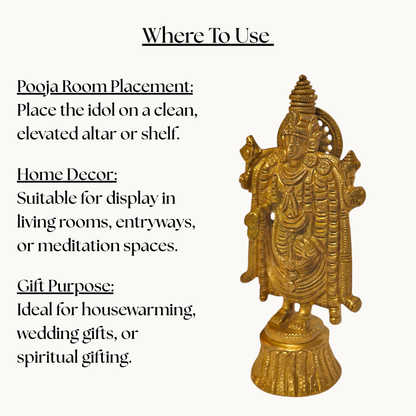 Thar Arts And Furniture - Brass Lord Venkateshwara Statue