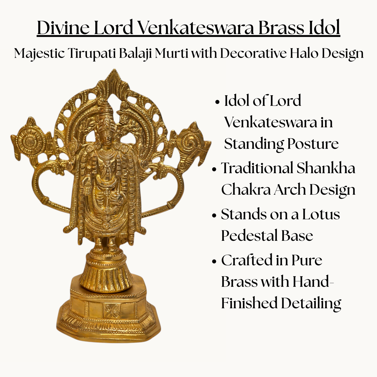 Thar Arts And Furniture - Brass Lord Venkateshwara Statue