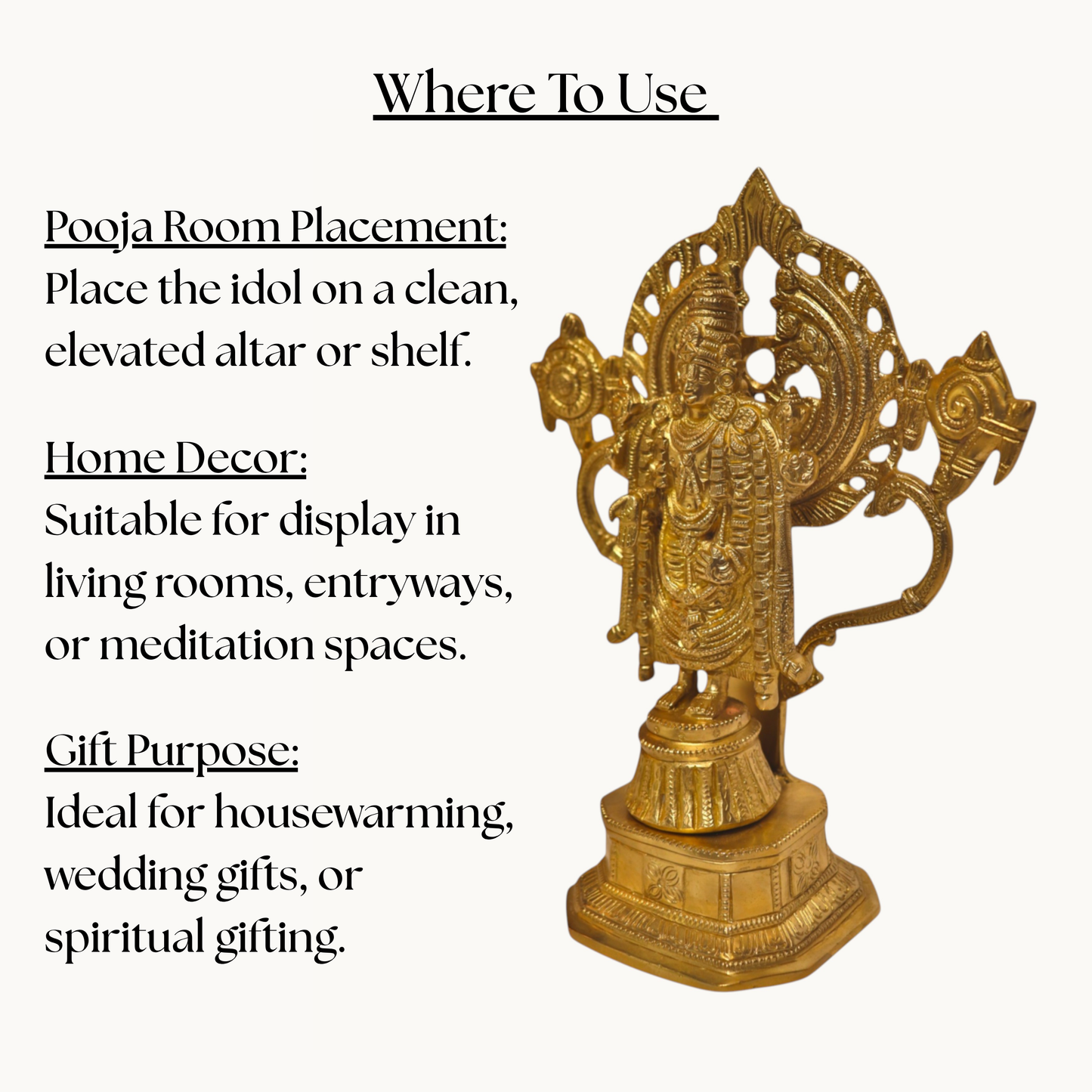 Thar Arts And Furniture - Brass Lord Venkateshwara Statue