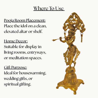 Thar Arts And Furniture - Brass Arch Krishna with Flute