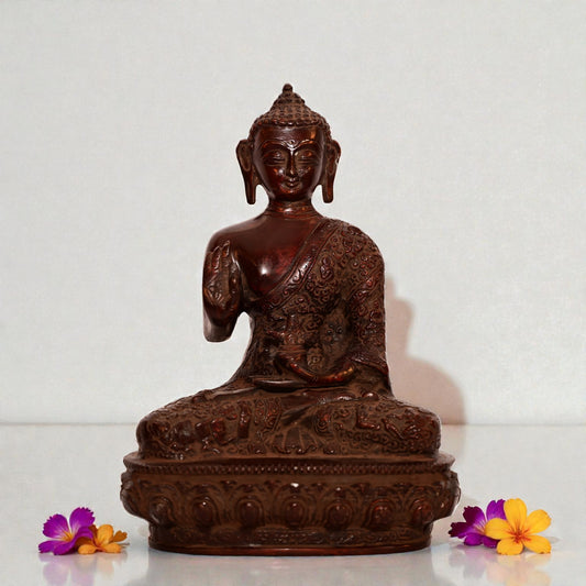 Brass Buddha Idol – Antique Brown Finish | Spiritual Home Decor