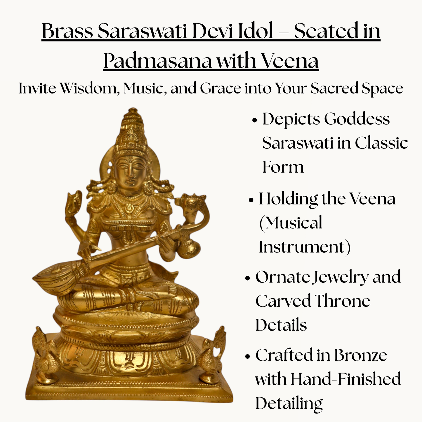 Thar Arts And Furniture - Goddess Saraswati with flat base