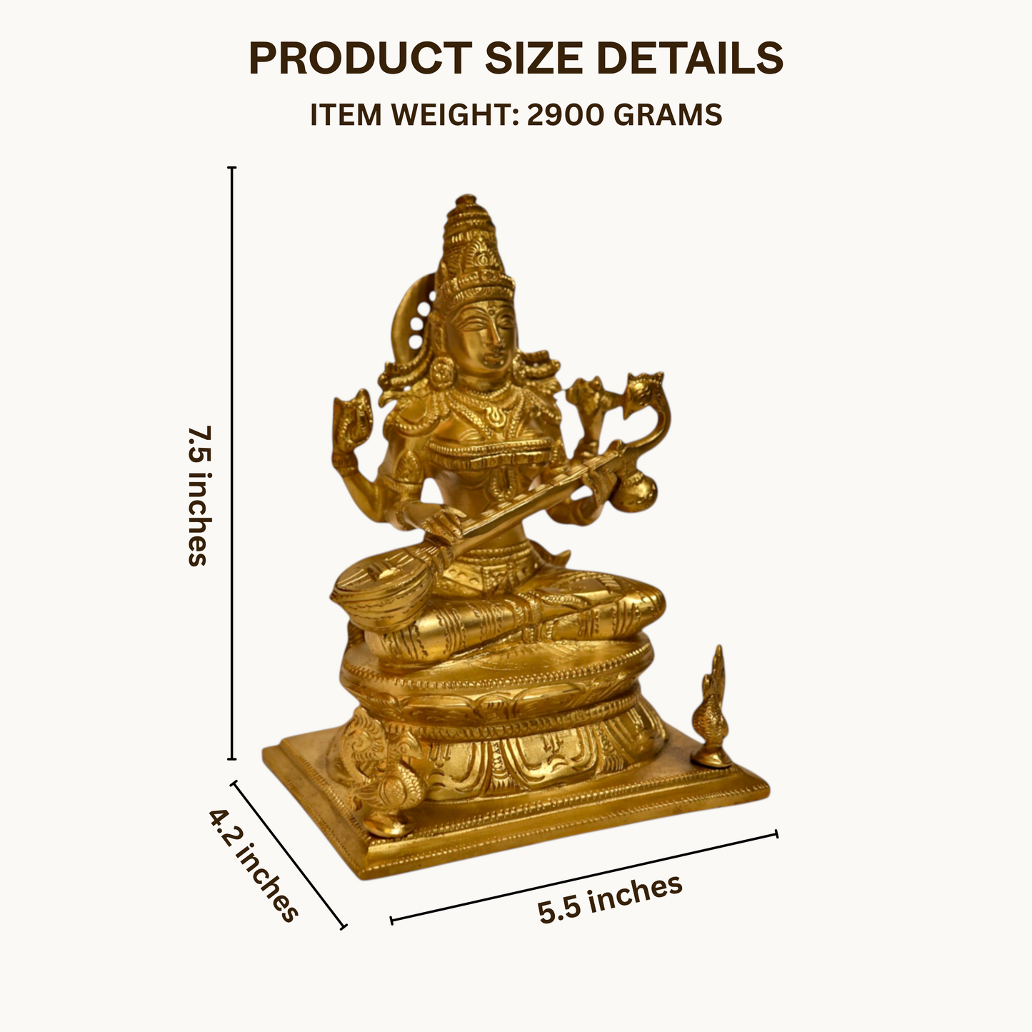 Thar Arts And Furniture - Goddess Saraswati with flat base