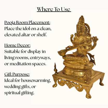 Thar Arts And Furniture - Goddess Saraswati with Chowki