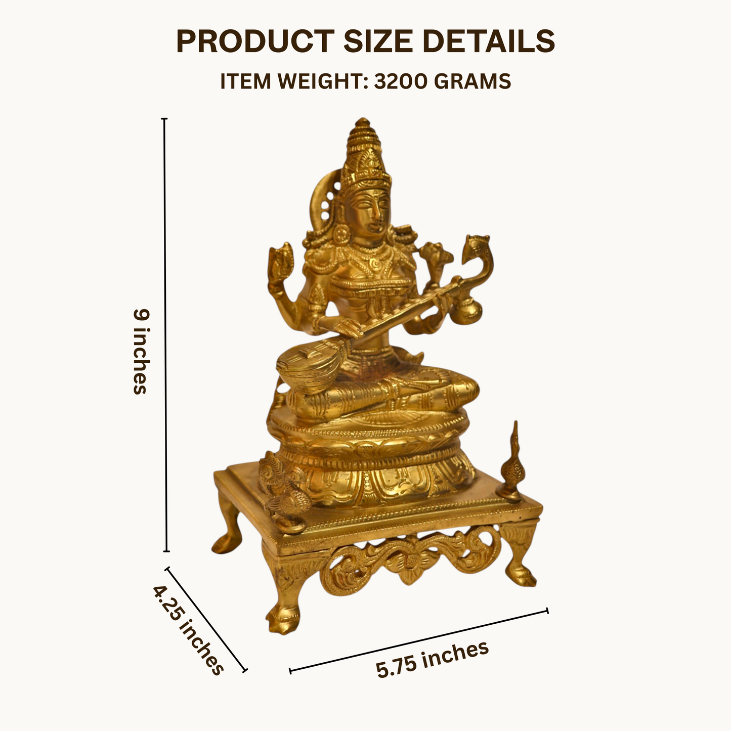 Thar Arts And Furniture - Goddess Saraswati with Chowki
