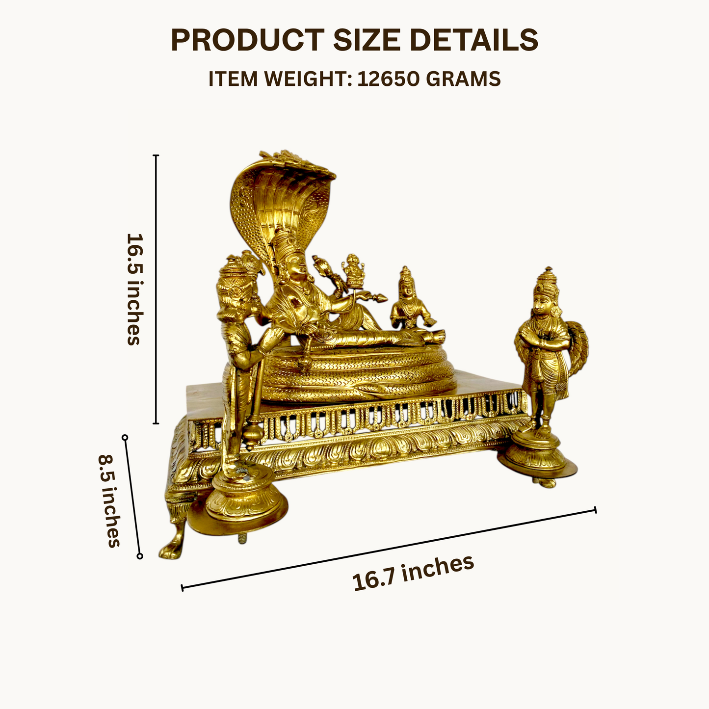 Thar Arts And Furniture - Bronze Lord Vishnu Resting on Sheshnaag