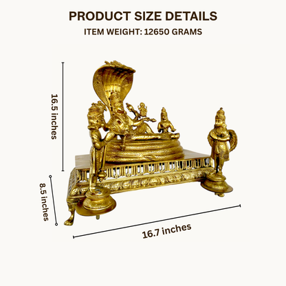 Thar Arts And Furniture - Bronze Lord Vishnu Resting on Sheshnaag