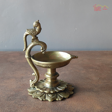 Brass Parrot lamp with flower base
