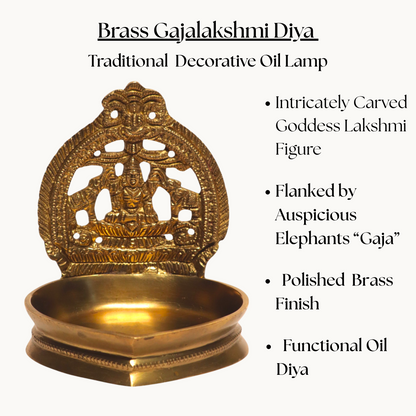 Thar Arts And Furniture - Brass Gaja Lakshmi Diya